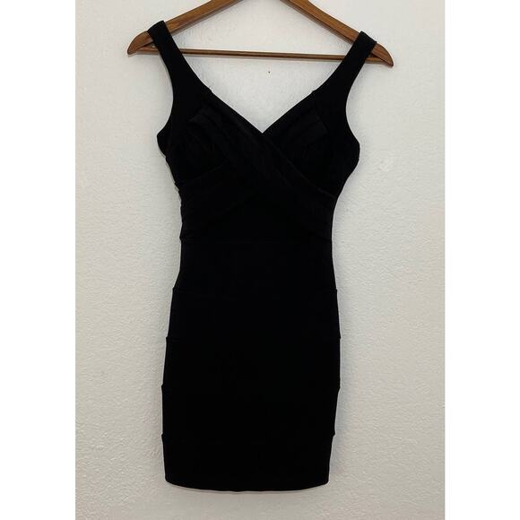 Emerald Sundae Sz O Black Bodycon Dress Built In Bra Ruched Back Exposed Zipper - Picture 1 of 12